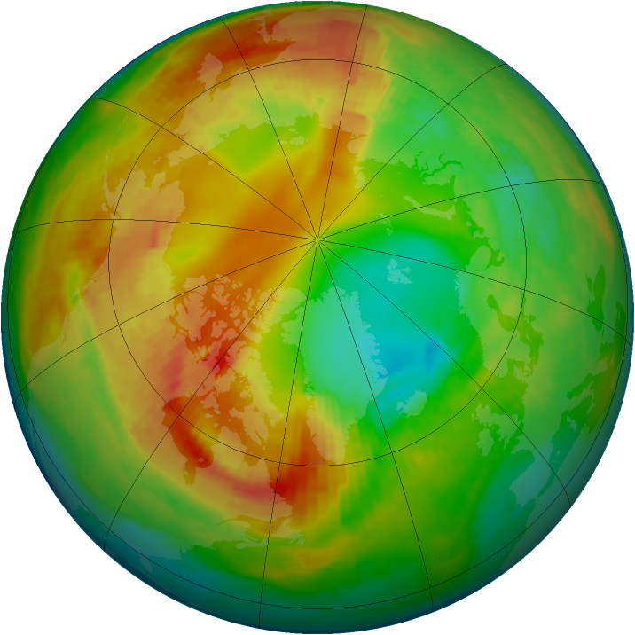Arctic ozone map for 15 February 1992